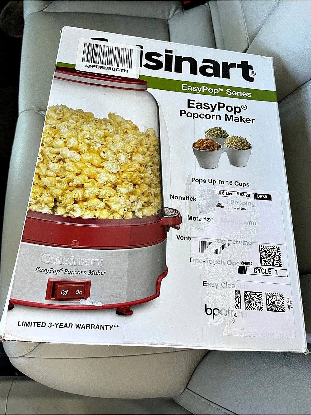Cuisinart EasyPop Popcorn Maker Popcorn Maker Red White NWT